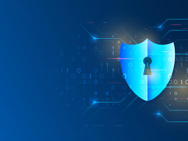 Shield icon, future technology for verification. Abstract high tech background. Data security system, information, or network protection. Cyber security and data protection.