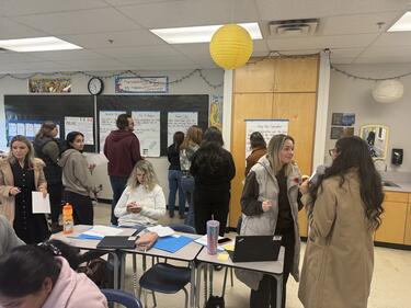 Group of educators gathered in a classroom learning about Sheltered Instruction Observation Protocol 